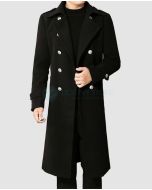 Men Woolen Long Double Breasted Overcoat