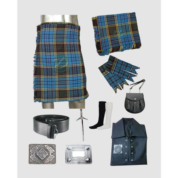 9 Pieces Clan Anderson Tartan Kilt Outfit