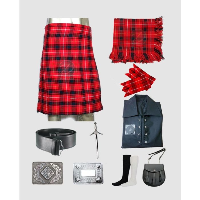 9 Pieces Clan Maclver Tartan Kilt Outfit