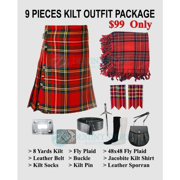 Royal Stewart Tartan Wedding Kilt Outfit Package