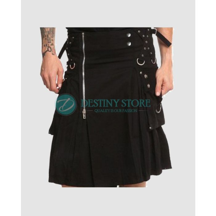 Black Gothic Zipper Fashion Kilt