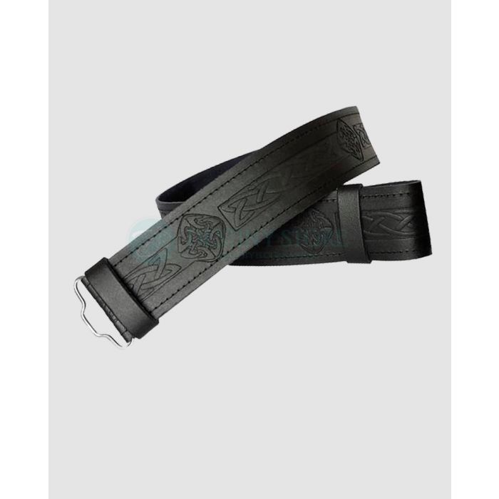 Traditional Celtic Embossed Leather Belt