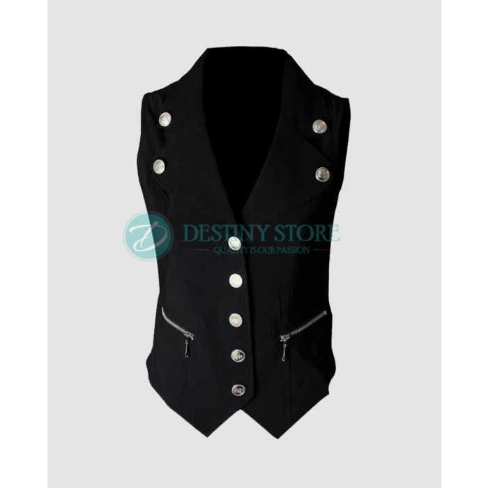 Ladies Black Gothic Top Waistcoat Vest