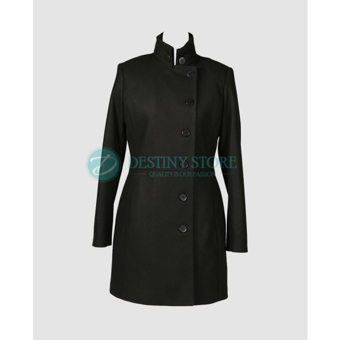 Ladies Black Wool Winter Pea Coat