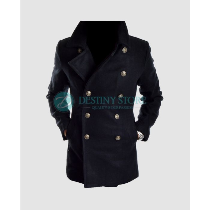 Marine Black Wool Pea Coat