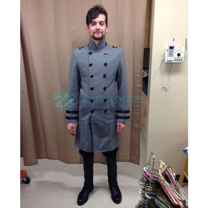 Men Grey Colonel Military Wool Coat