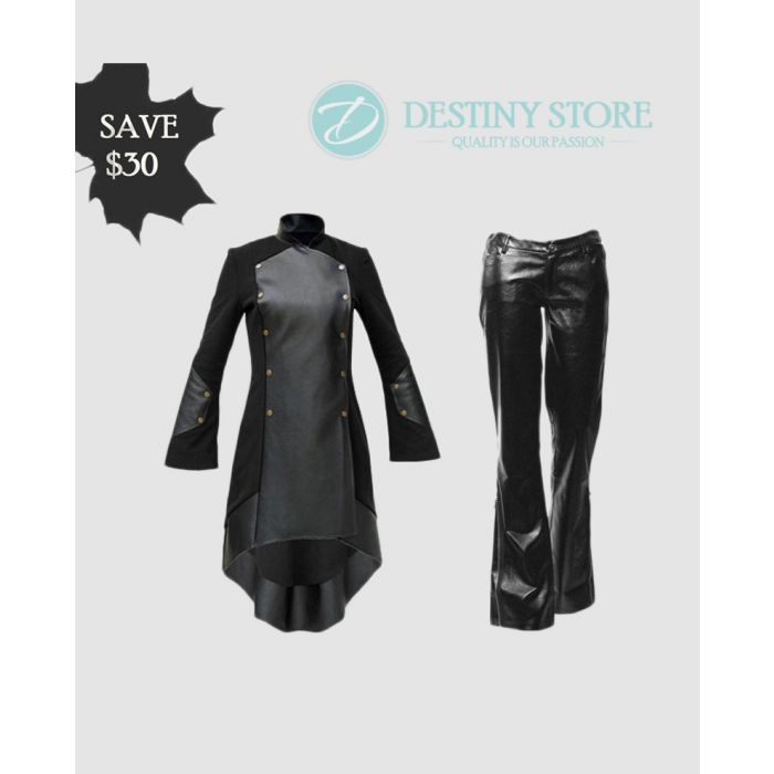 Military Style Fleece Coat  & Ladies PVC Gothic Pant