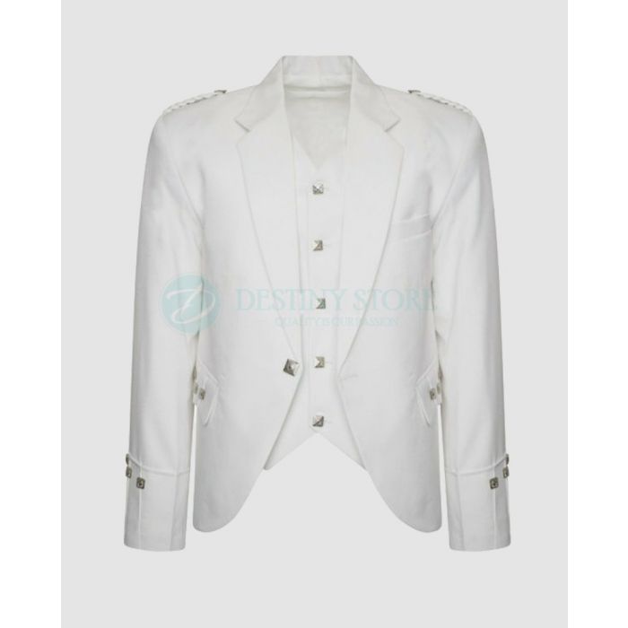 White Argyll Kilt Jacket with Waistcoat