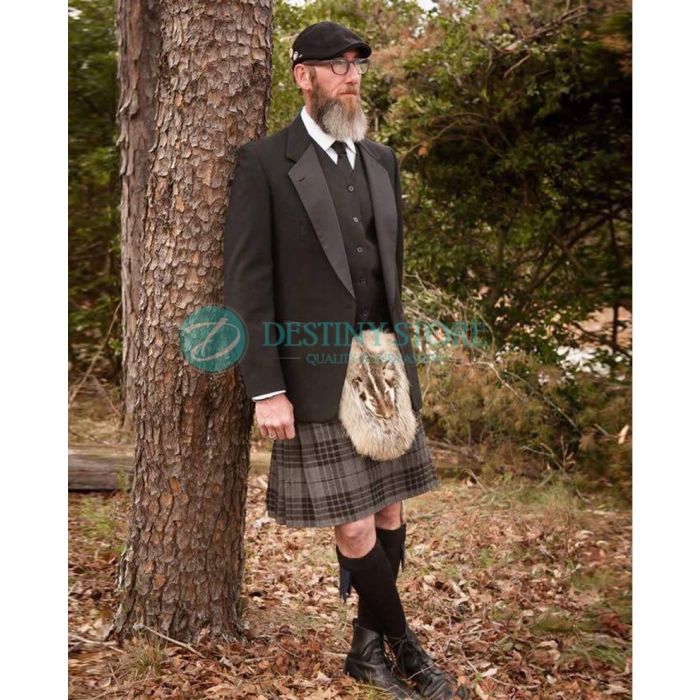 Scottish Grey Tartan Clan Kilt