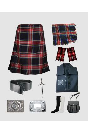 Black Stewart Kilt Outfit Package