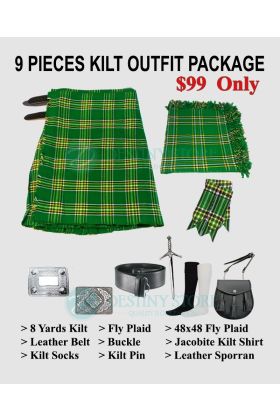 Irish National Tartn Kilt Wedding Outfit Package