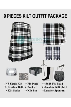 MacFarlane Black and White Tartan Kilt Outfit