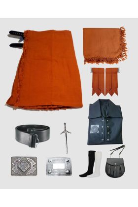 9 Pieces Saffron Tartan Kilt Outfit
