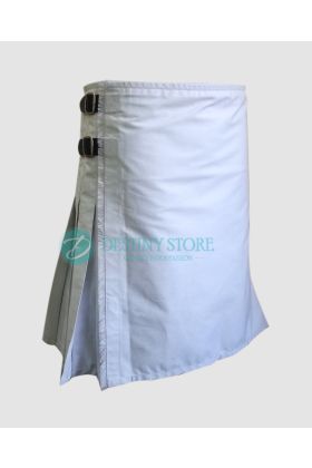 All White Scottish Kilt