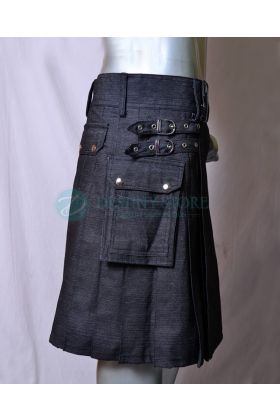 Black Denim Kilt