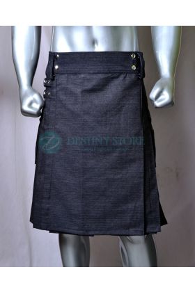 Black Denim Kilt