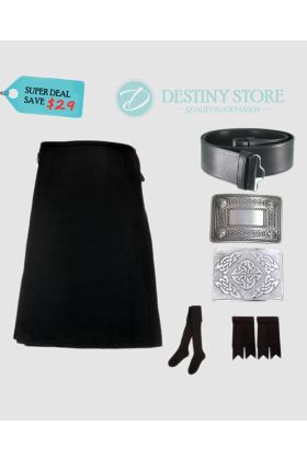 Black Plain Tartan Kilt Deal