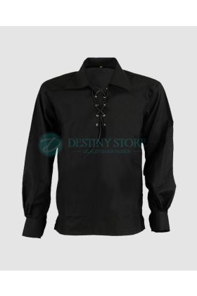 Black Scottish Jacobite Ghillie Kilt Shirt