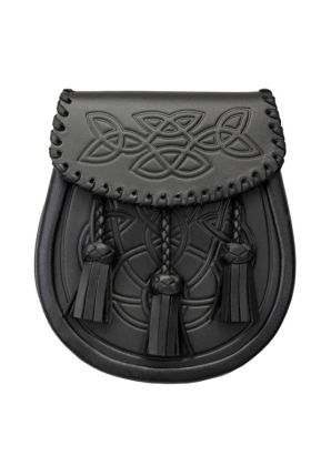 Celtic Embossed Kilt Leather Sporran