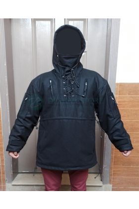 Custom Made Bushcraft Black Wool Boreal Anorak