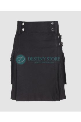 Girl Black Utility Kilt