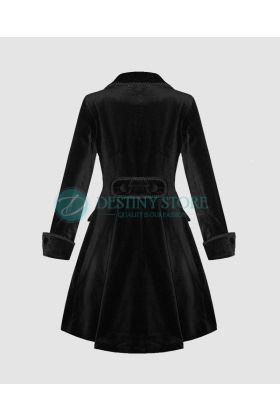 Ladeis Black Velvet Gothic Frock Coat