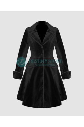 Ladeis Black Velvet Gothic Frock Coat
