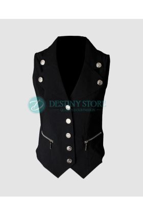 Ladies Black Gothic Top Waistcoat Vest