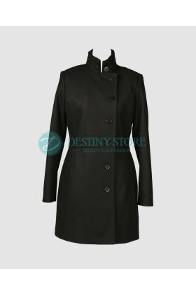 Ladies Black Wool Winter Pea Coat