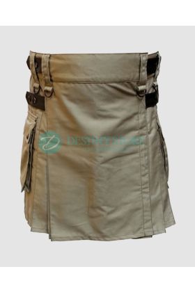 Ladies Khaki Deluxe Utility Kilt