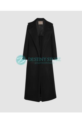 Ladies Oversize Black Wool Coat