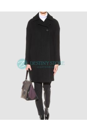 Ladies Portugal Black Wool Coat