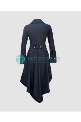 Ladies Waterfall Hemline Red Lining Coat