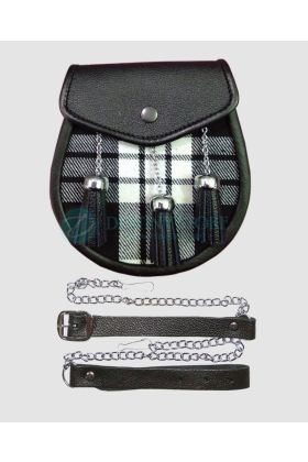 MacFarlane Black and White Tartan Sporran