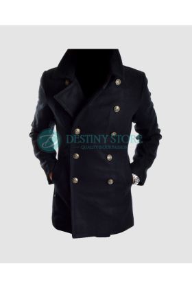 Marine Black Wool Pea Coat