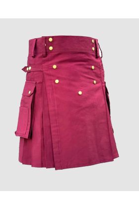 Maroon Burgundy Utility Kilt for Men