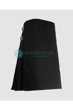 Men Black Cotton Party Dress Kilt