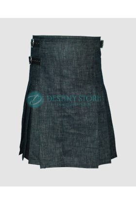 Denim Kilt For Scottish Men New
