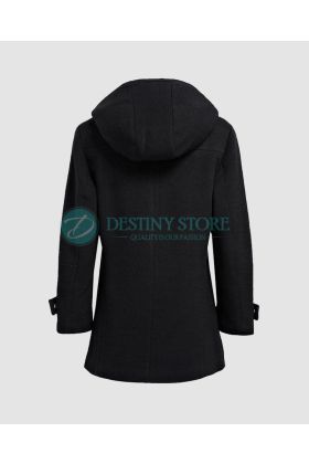 Men Zipper Hooded Wool Coat