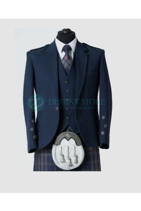 Navy Blue Argyll Kilt Jacket with Vest