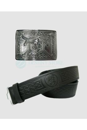 Rampant Lion Buckle and Matching Kilt Belt