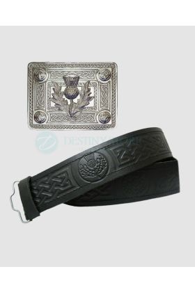 Thistle Badge Buckle and Matching Kilt Belt