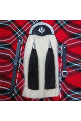 White Horse Hair Thistle Badge Kilt Sporran