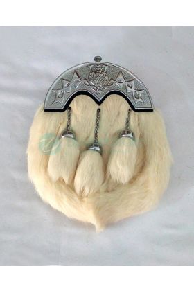 Scottish White Rabbit Fur Sporran