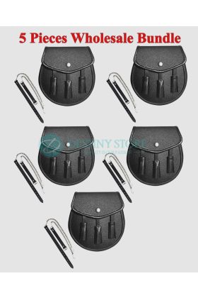 5 pieces wholesale kilt leather sporran bundle