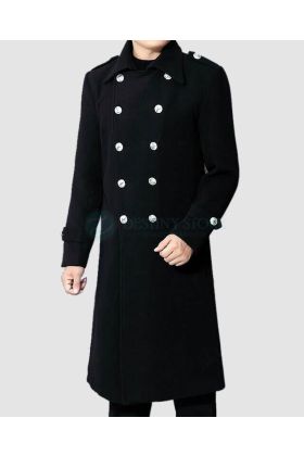 Men Woolen Long Double Breasted Overcoat
