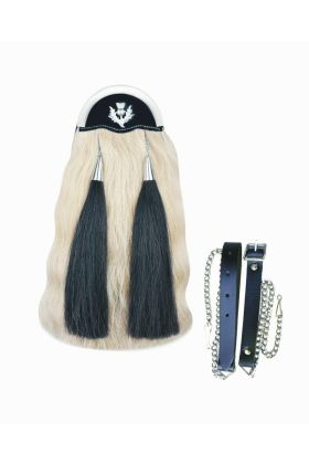 White Horse Hair Thistle Badge Kilt Sporran